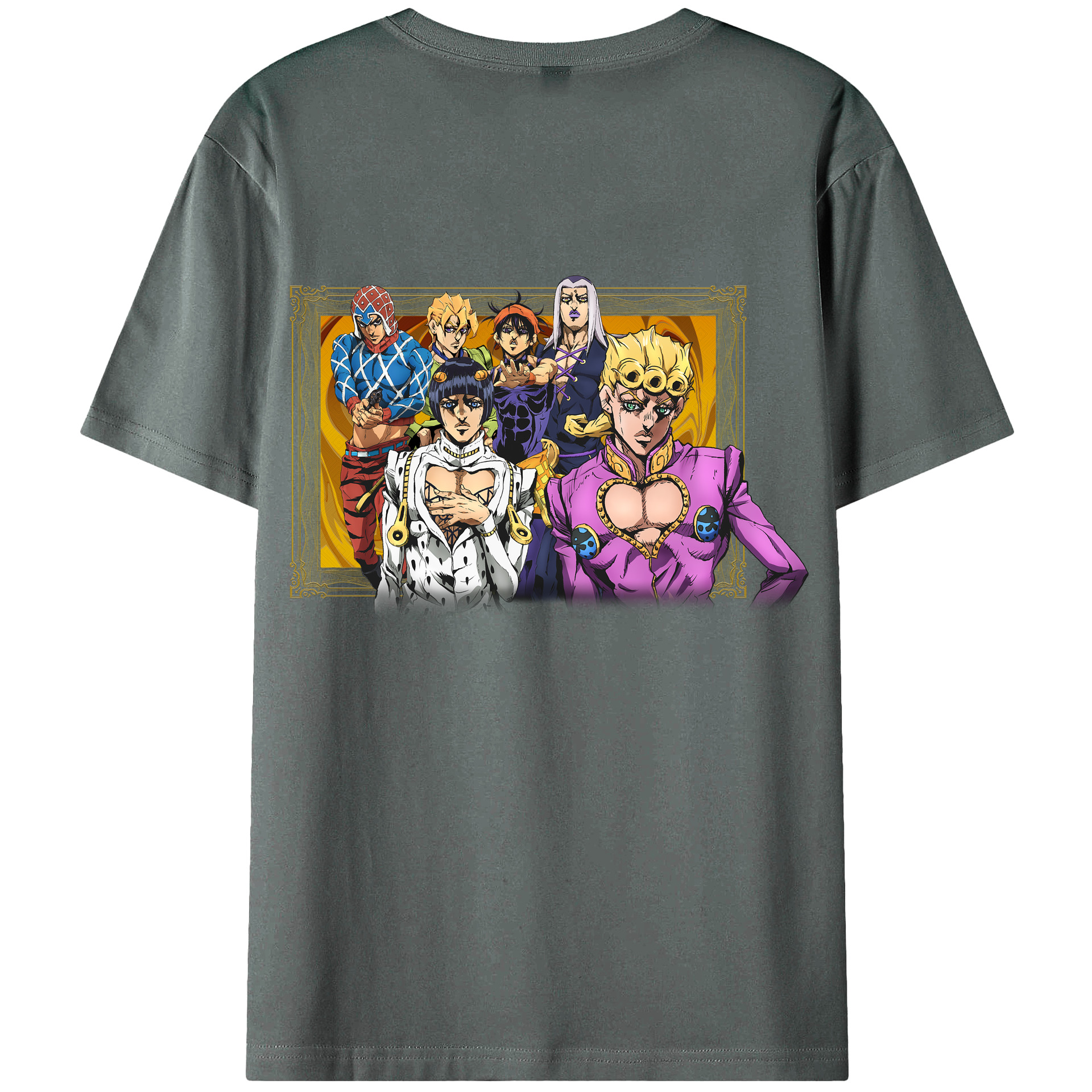 （画像用） ジョジョの奇妙な冒険 ジョルノ?ジョバァーナ JoJo's Bizarre Adventure Giorno Giovanna 綿100％ メンズ半袖Tシャツ（バックプリント） 通気性